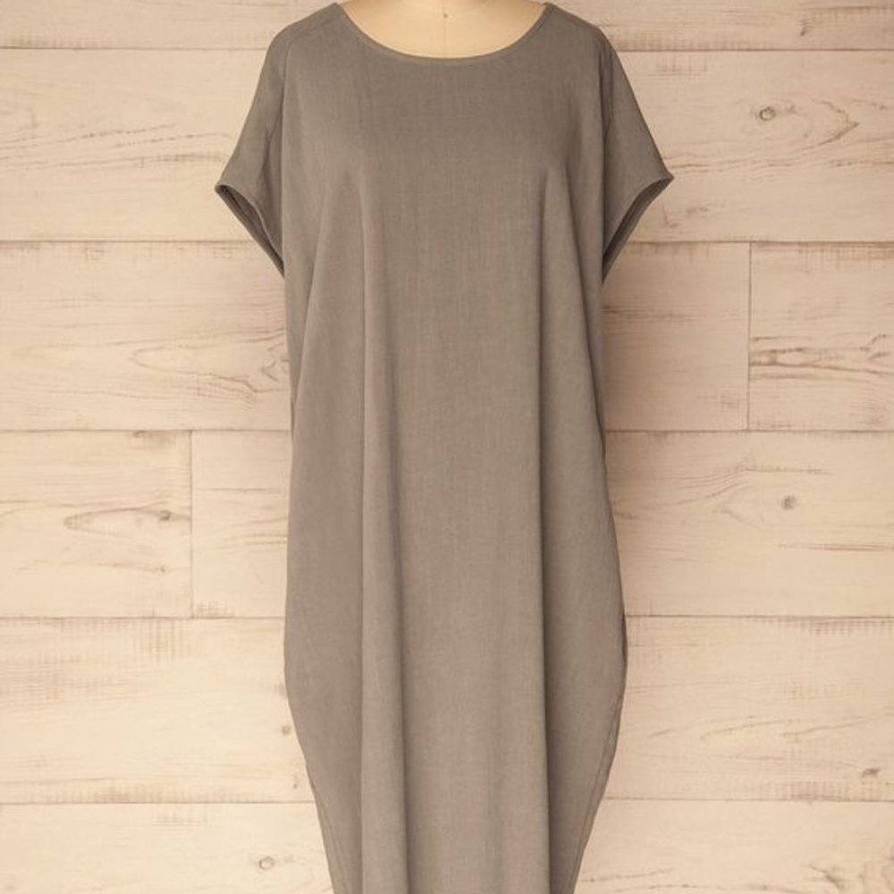 Love In Boutique 1861 Grey Linen Sack/Cocoon Dress